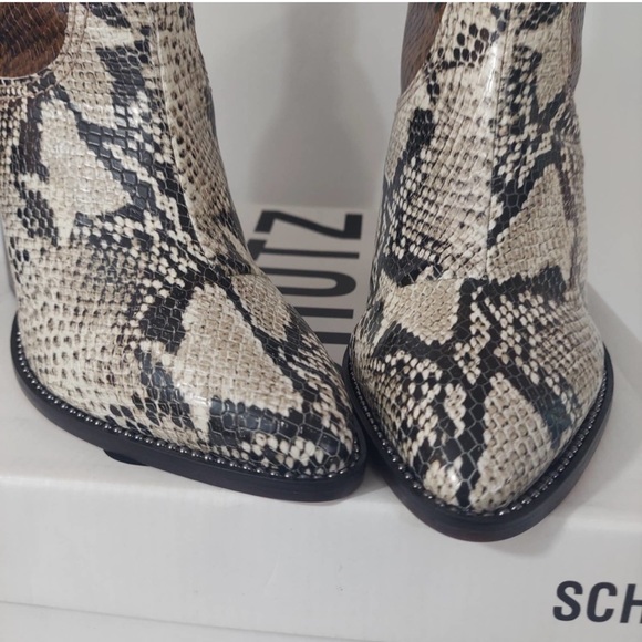 Schutz NEW Haven Leather Snakeskin Print Cowboy Boots - Picture 3 of 12
